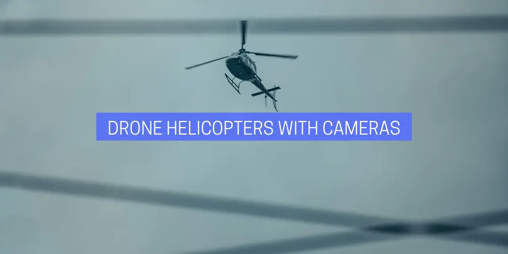 a drone helicopter flying in a gloomy sky