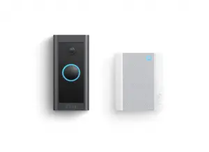 two RING brand doorbell