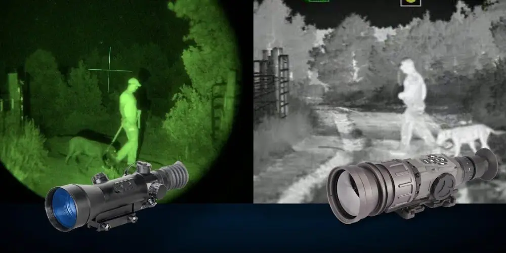 side by side comparison; night vision and thermal vision