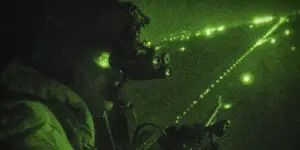 night vision goggles used by military man