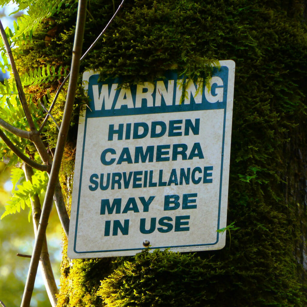 warning sign for hidden camera